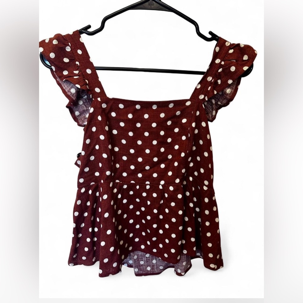 Polka Dot Ruffle Sleeve Top